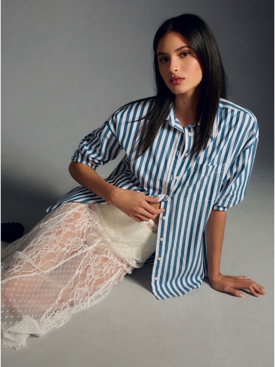 Anthropologie Tops - Anthropologie Maeve Green and White Bennett Striped Button-Down